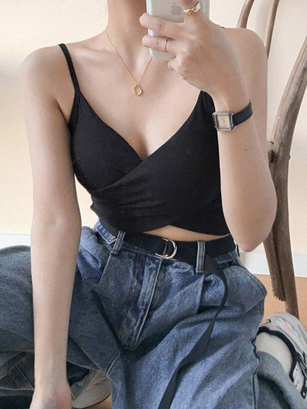 Criss Cross Ribbed Crop Cami Top Product Image