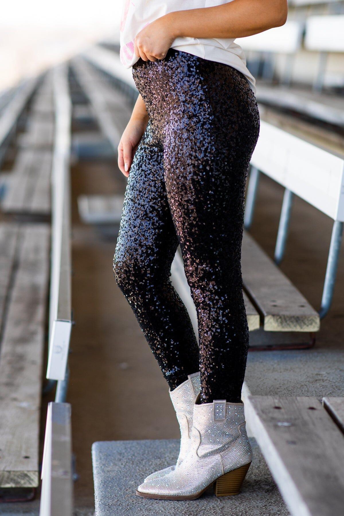 Black Sequin Leggings Product Image