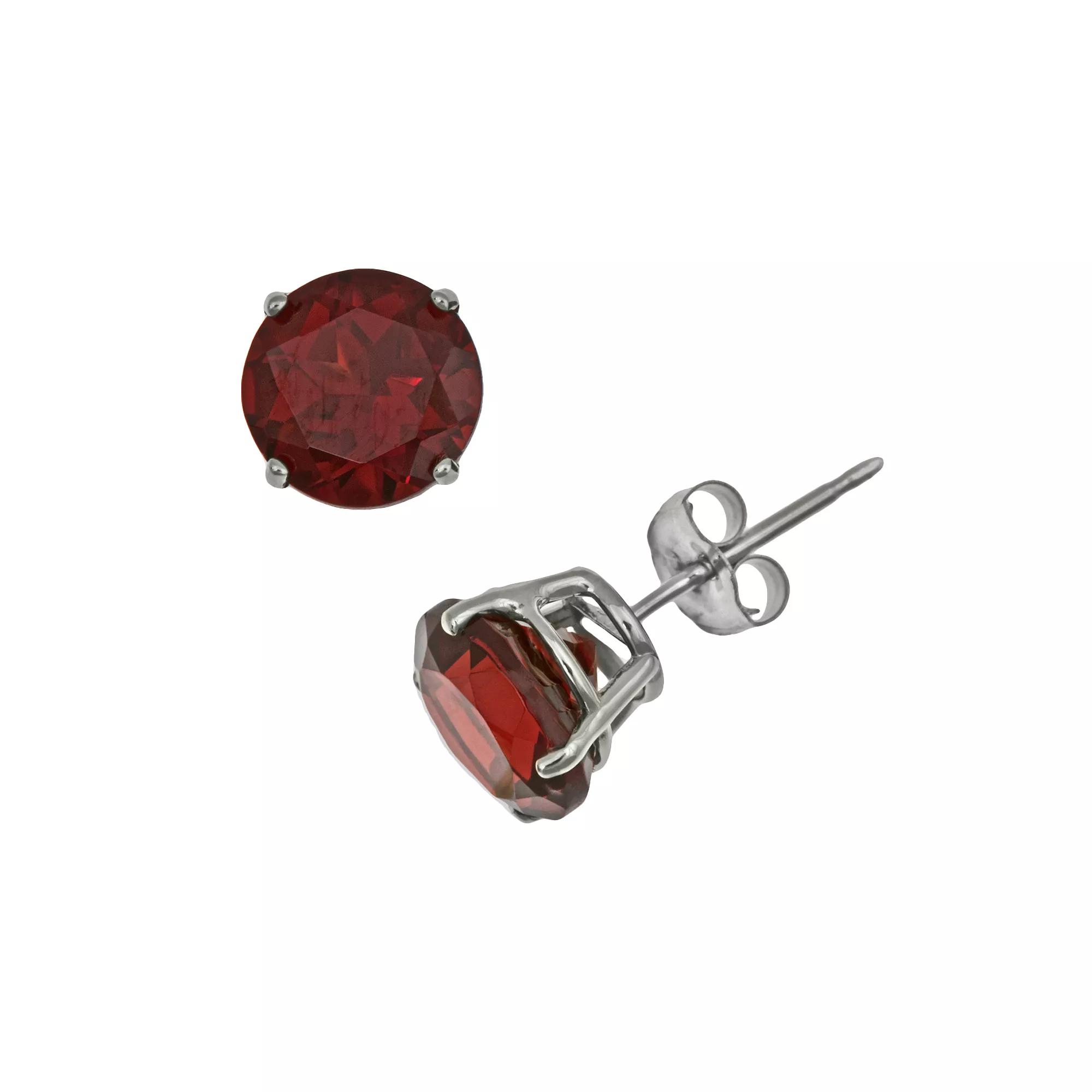 Celebration Gems Sterling Silver Garnet Stud Earrings, Women's, Red Product Image
