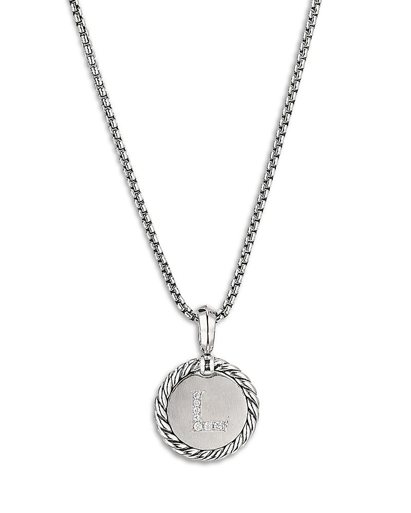 Womens Initial Charm Necklace in Sterling Silver Product Image