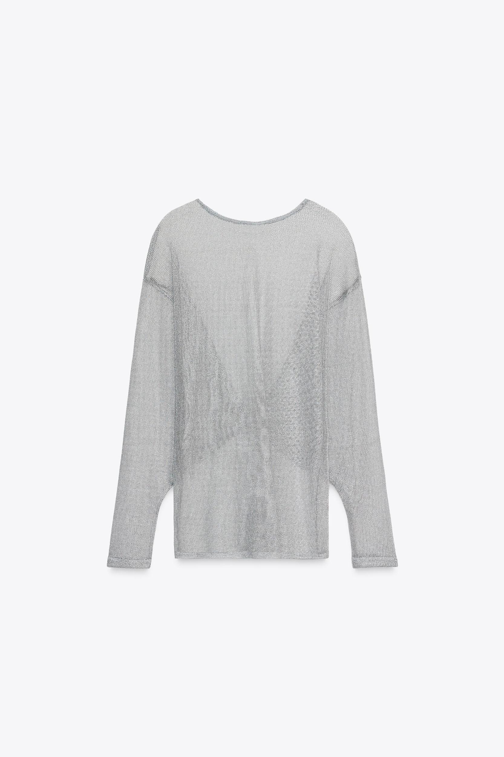METALLIC THREAD BATWING SLEEVE TOP Product Image