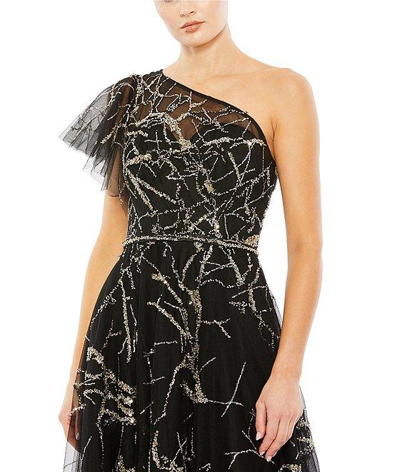 Mac Duggal Two Tone One Shoulder A-Line Dress Product Image