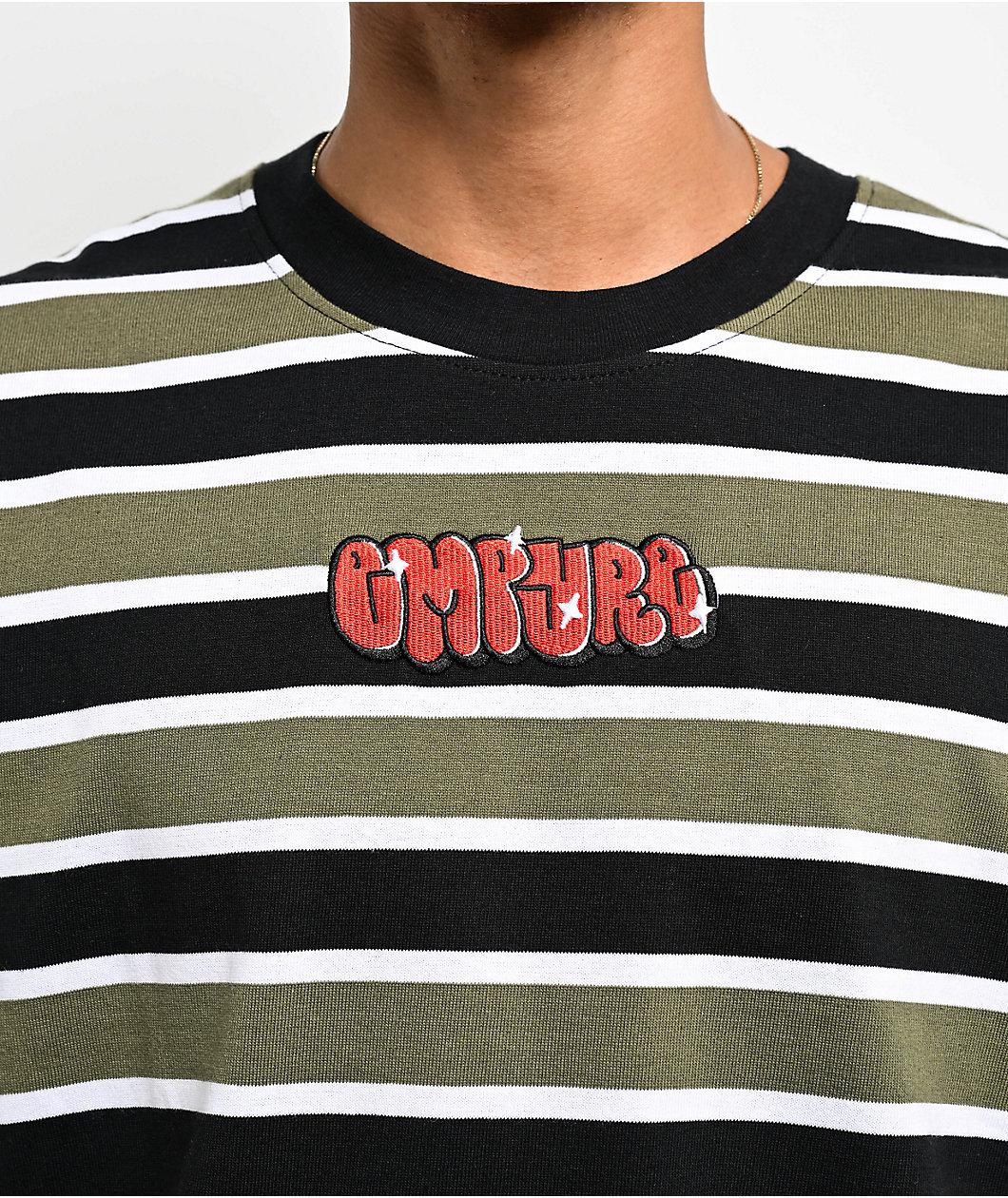 Empyre Burner Knit Deep Lichen Green Stripe T-Shirt Product Image