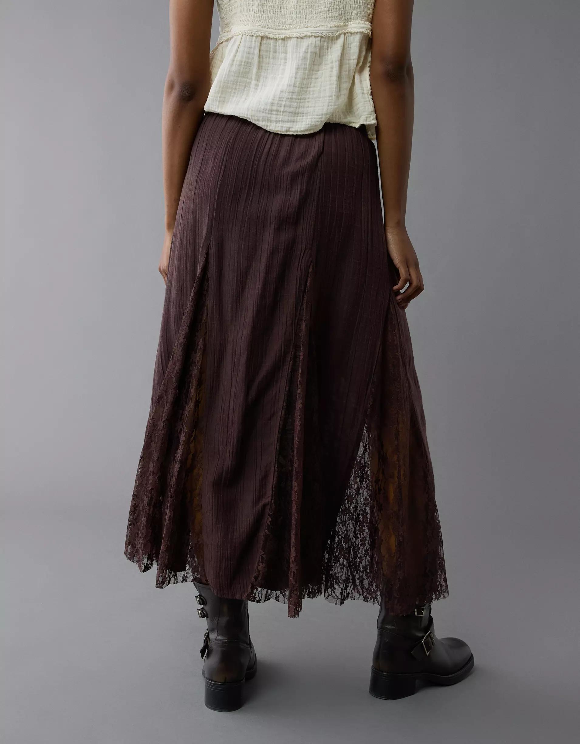 AE High-Waisted Lace Detail Maxi Skort Product Image