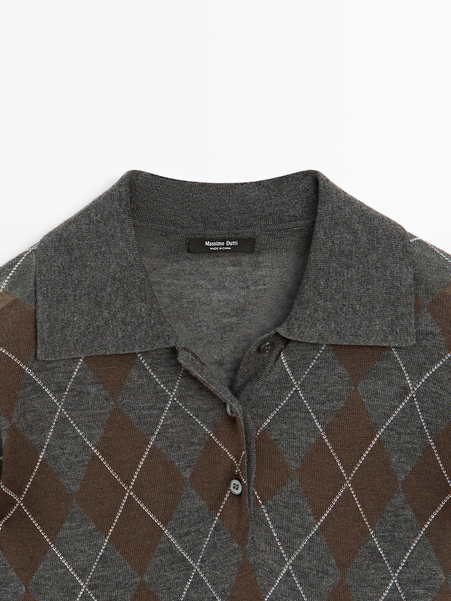 Polo sweater with diamond detail Product Image