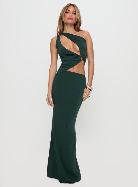Diablo Cut Out Maxi Dress Forest Green Product Image