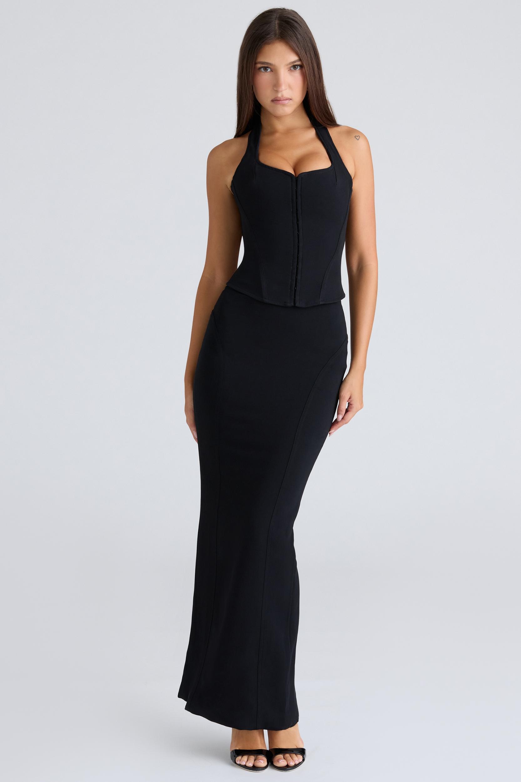 The Maxi  black panelled bodycon skirt Product Image