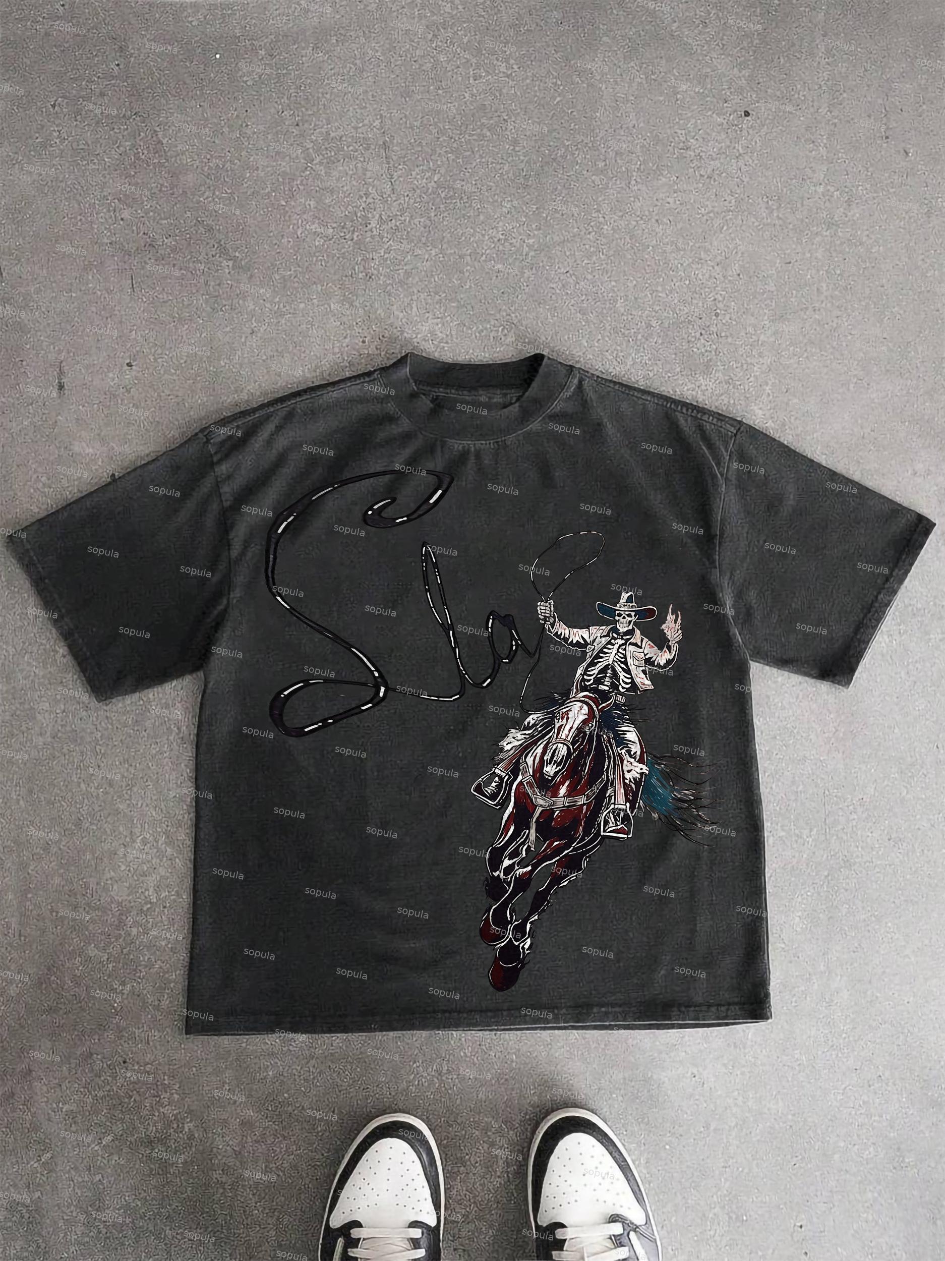 Skeleton Cowboy Acid Wash T-shirt Product Image