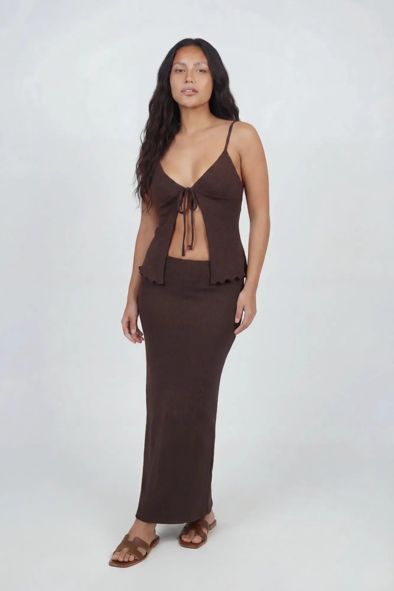 Knit Flyaway Tank & Maxi Skirt Set Female Product Image