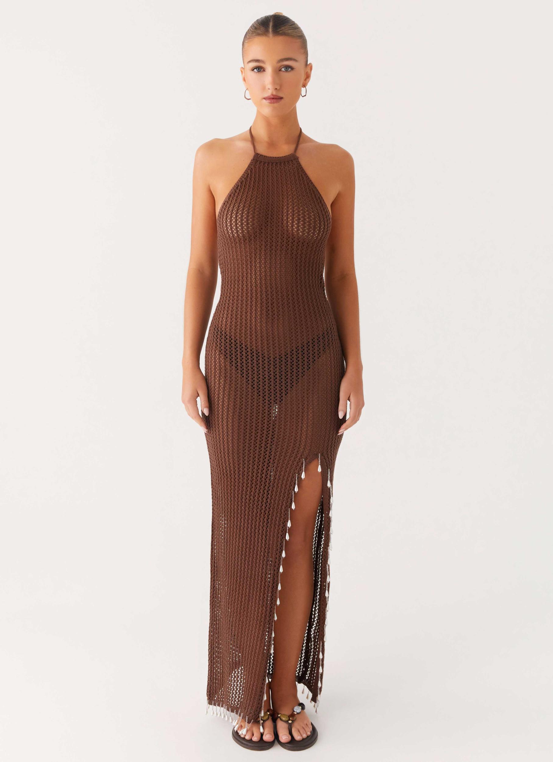 Fennella Beaded Maxi Dress - Chocolate Product Image
