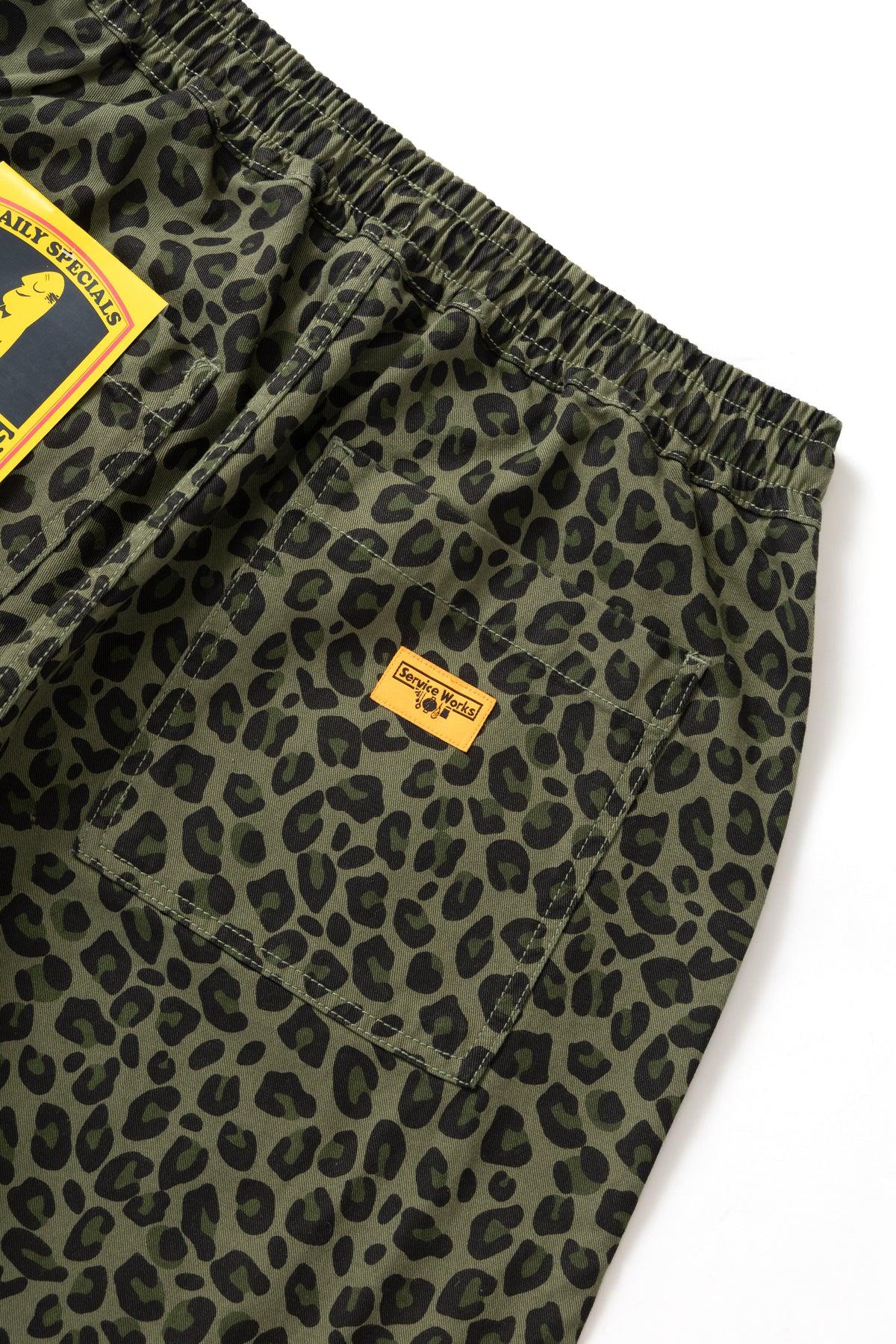 Patterned Chef Shorts - Green Leopard Product Image