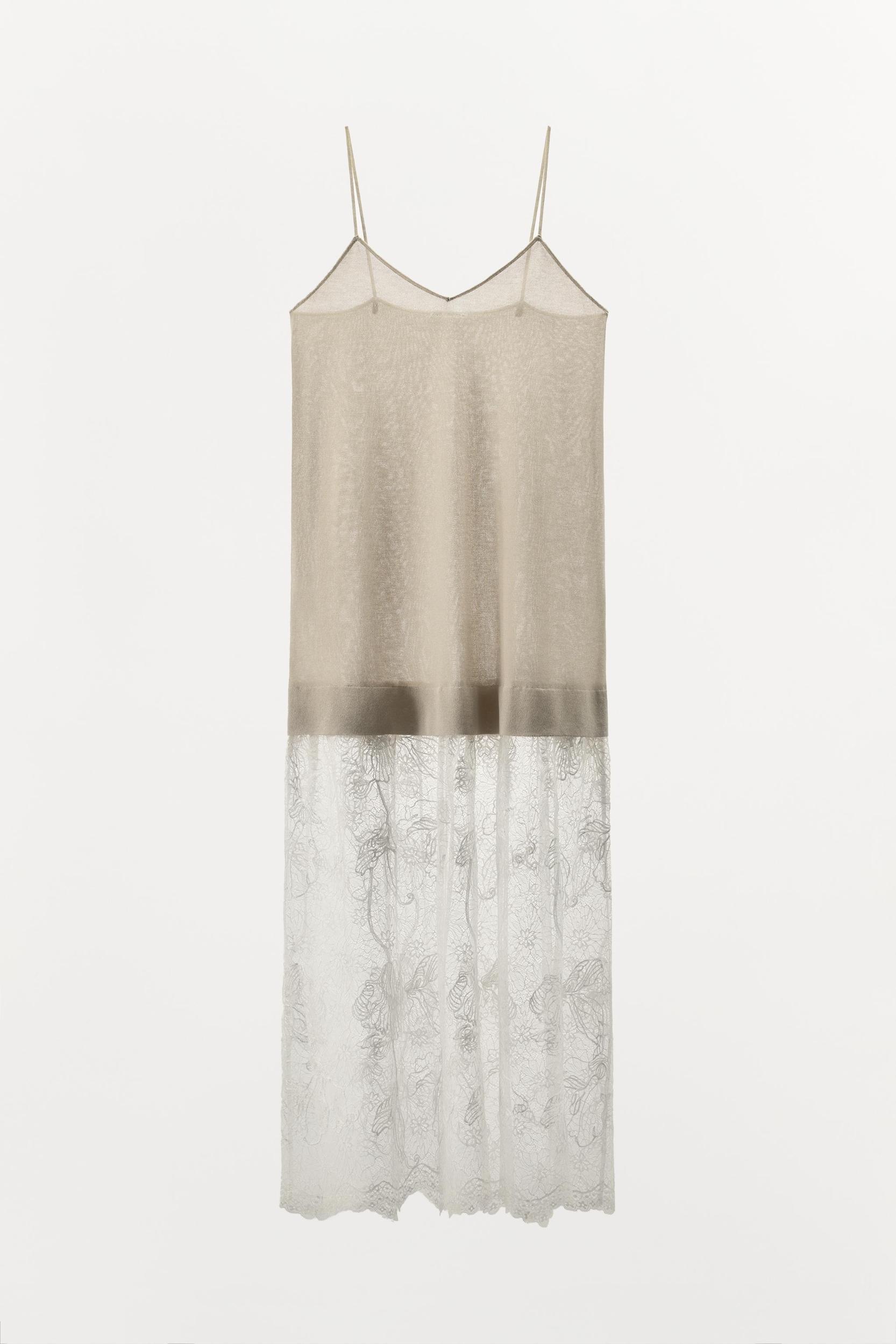 LACE COMBINATION KNIT DRESS Product Image