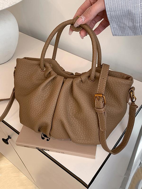Pleated Solid Color Zipper Crossbody Bags Handbags Product Image