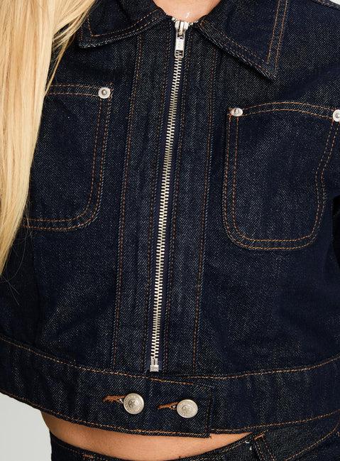 Stallion Cropped Jacket Indigo Product Image