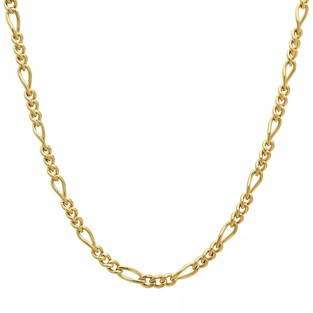 Steel Nation Men's Gold Tone Ion-Plated Figaro Link Chain Necklace, Size: 24", Silver Product Image