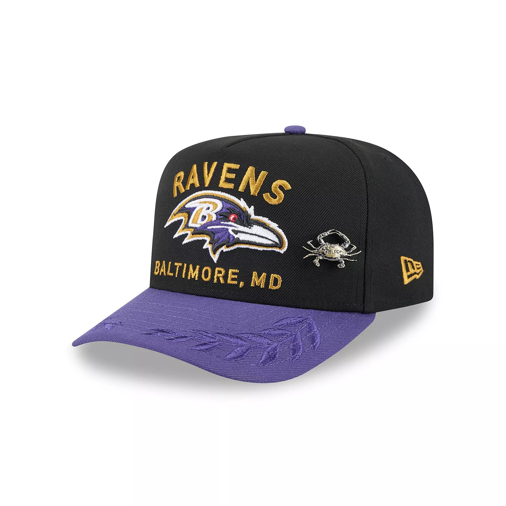 Men's New Era Black/Purple Baltimore Ravens 2025 NFL Draft On Stage A-Frame 59FIFTY Fitted Hat, Size: 7 1/2 Product Image