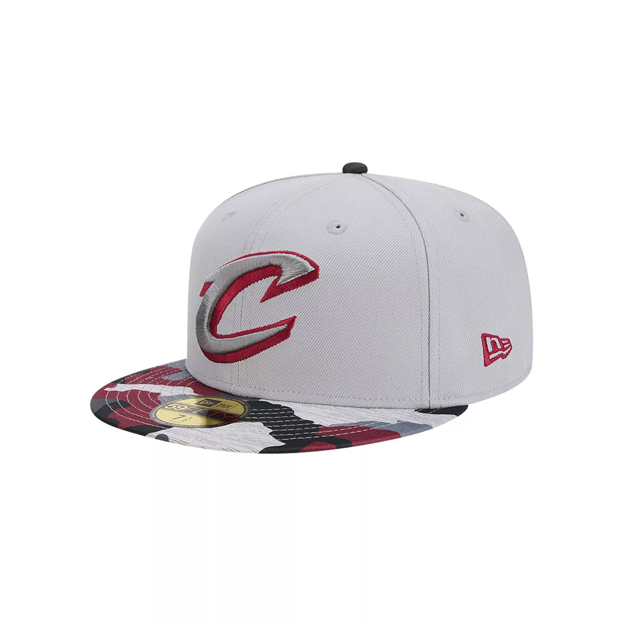 Men's New Era Gray Cleveland Cavaliers Active Color Camo Visor 59FIFTY Fitted Hat, Size: 7, Grey Product Image