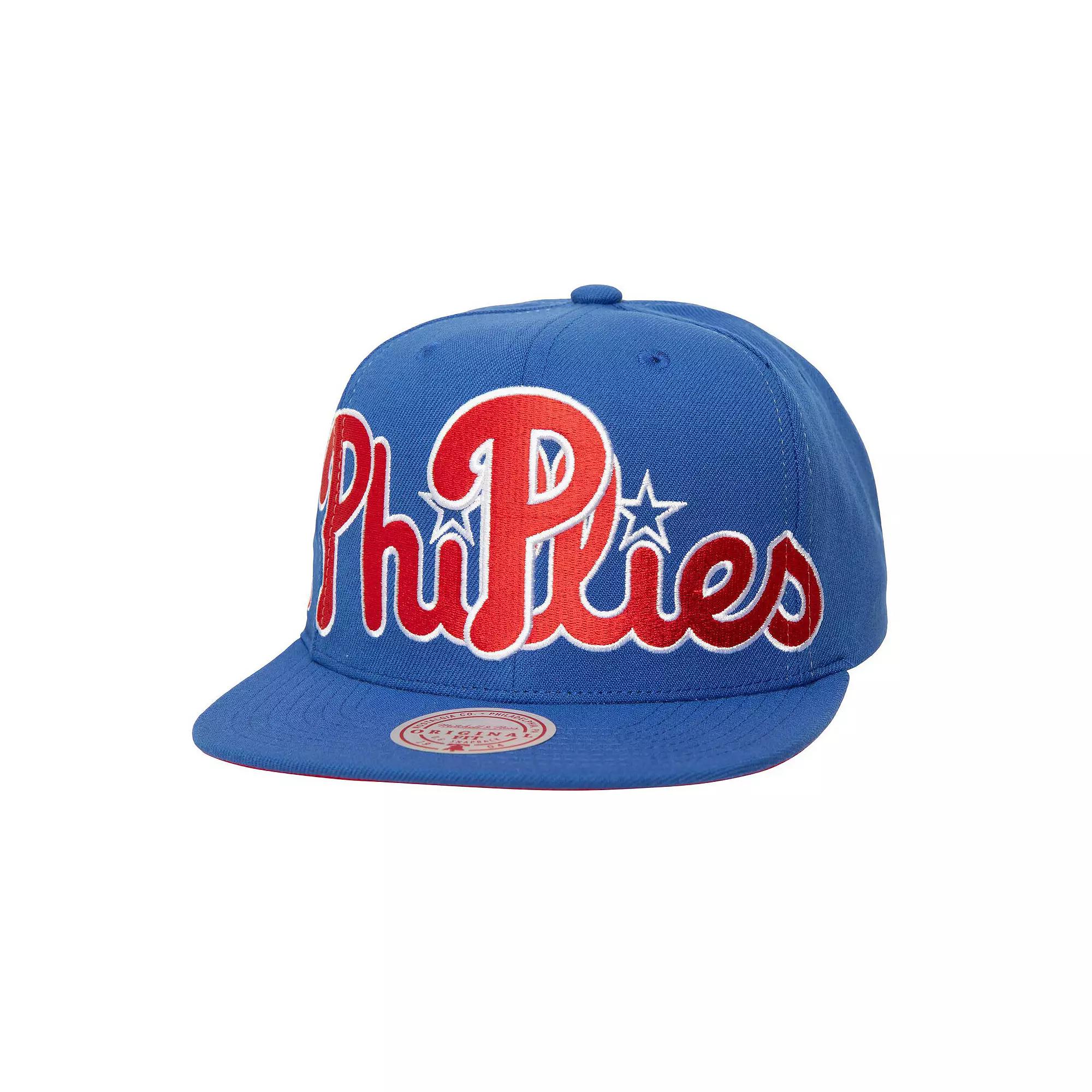 Men's Mitchell & Ness Royal Philadelphia Phillies Full Frontal Snapback Hat, Blue Product Image