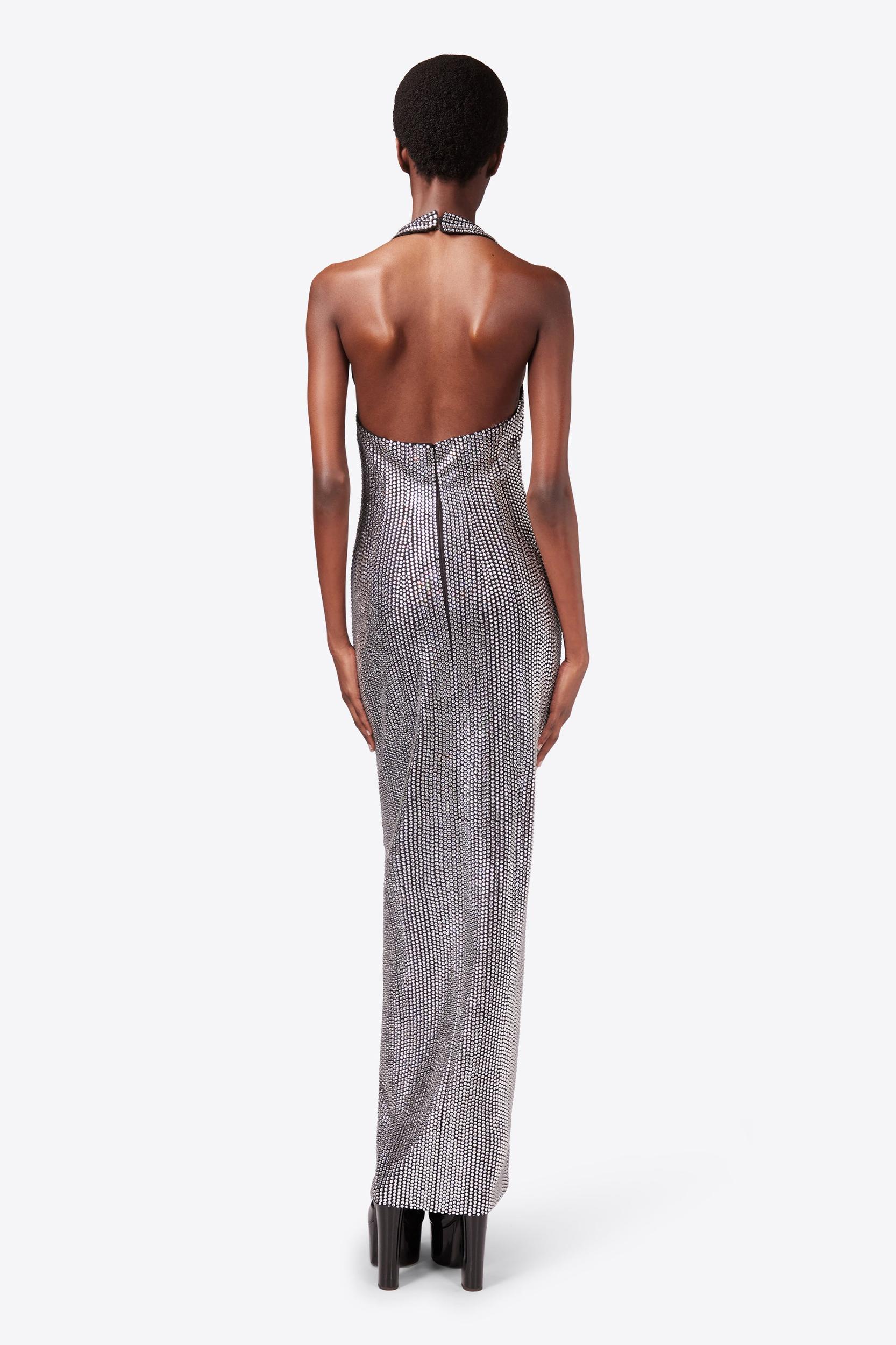 Crystal Embellished Halter Slit Gown Product Image