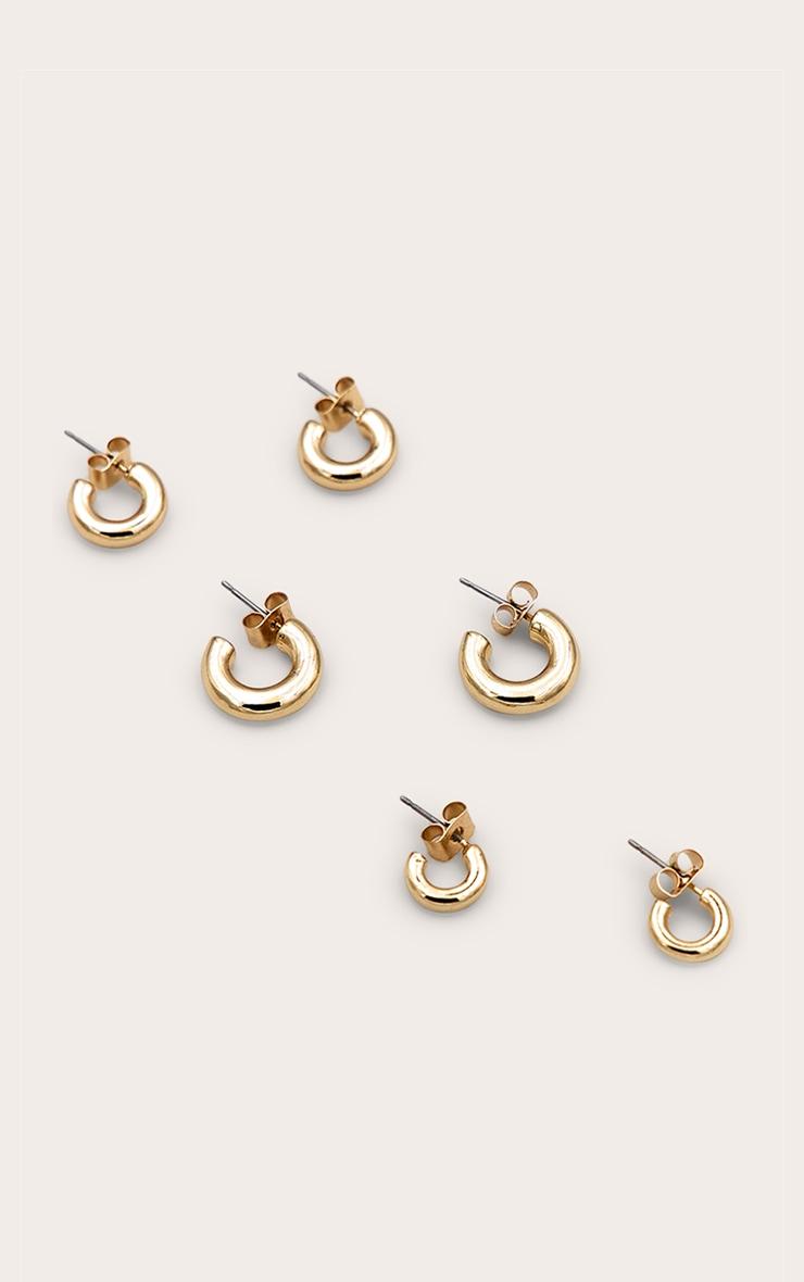 Gold Huggie Hoop 3 Pack Earring Set Product Image