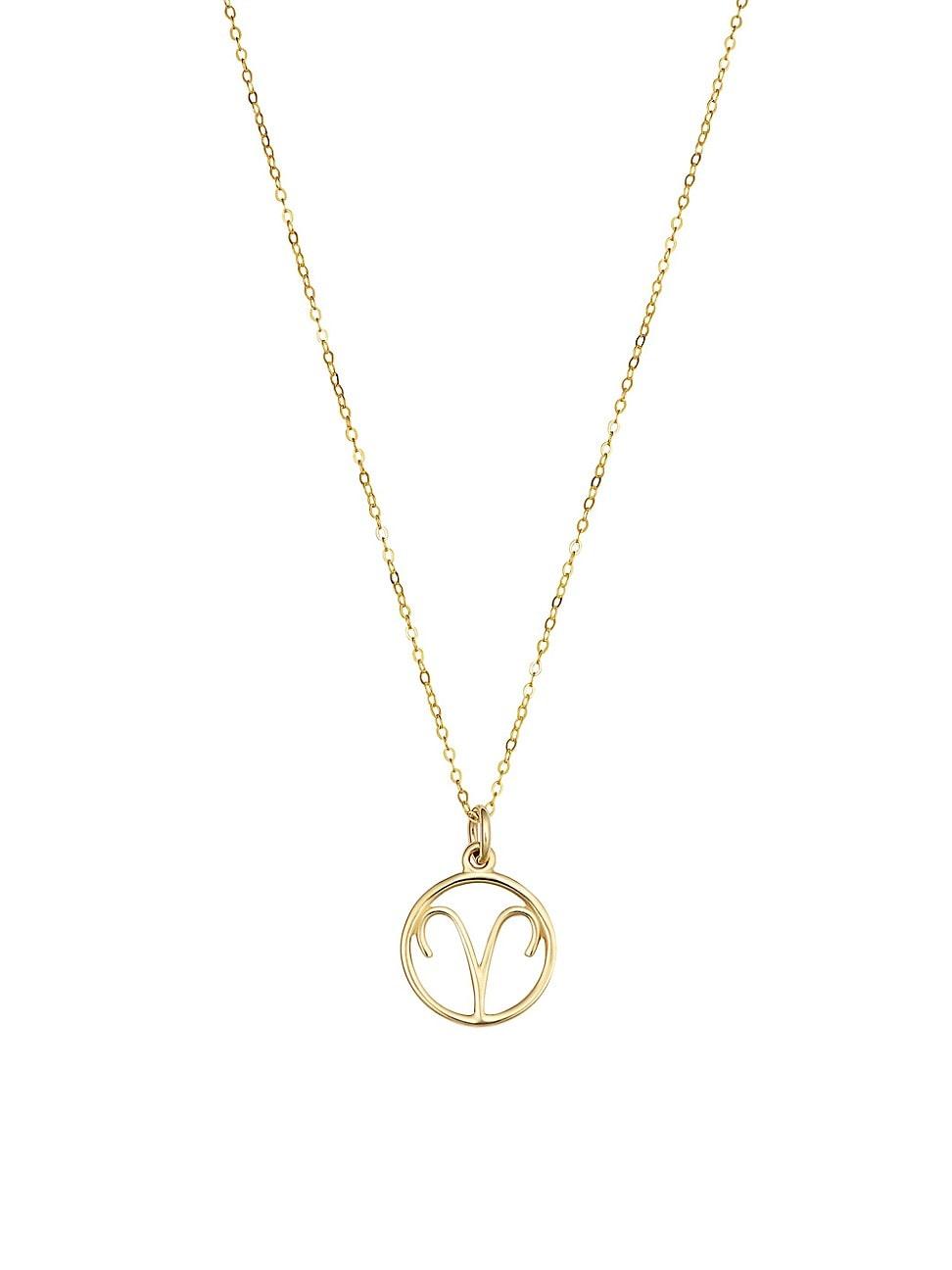 Womens 14K Yellow Solid Gold Zodiac Pendant Necklace Product Image