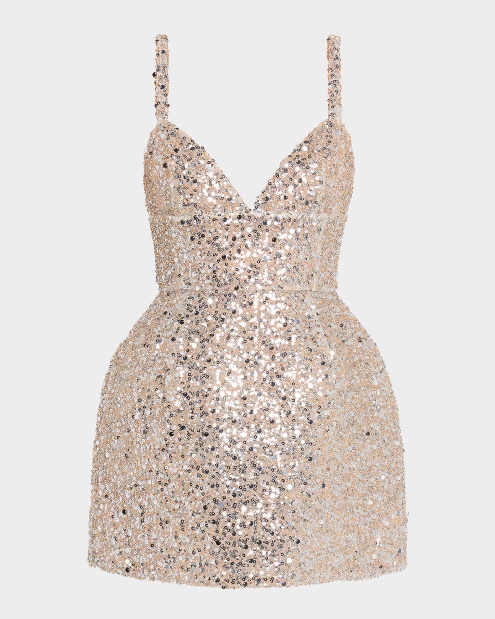 Tessa Deep V-Neck Sequin Mini Dress Product Image