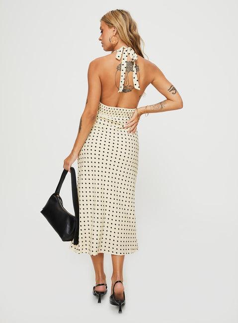 Kimbelle Halter Maxi Dress Cream / Polka Dot Product Image