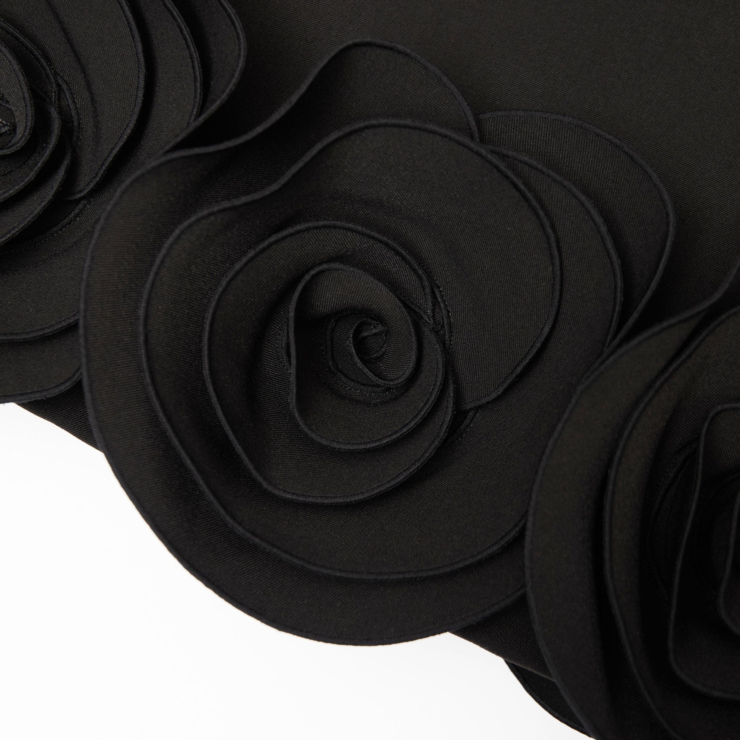 Black Crepe 3D Flower Mini Dress Product Image