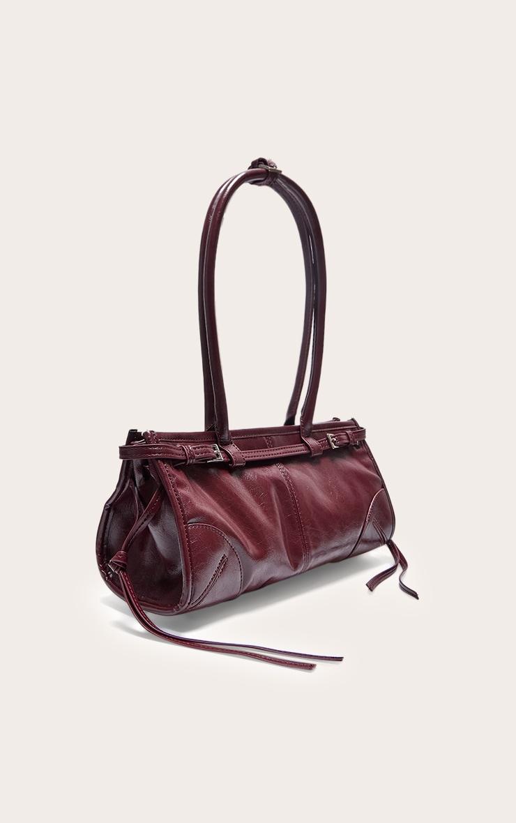 Burgundy Crinkle Long Shoulder Bag Product Image