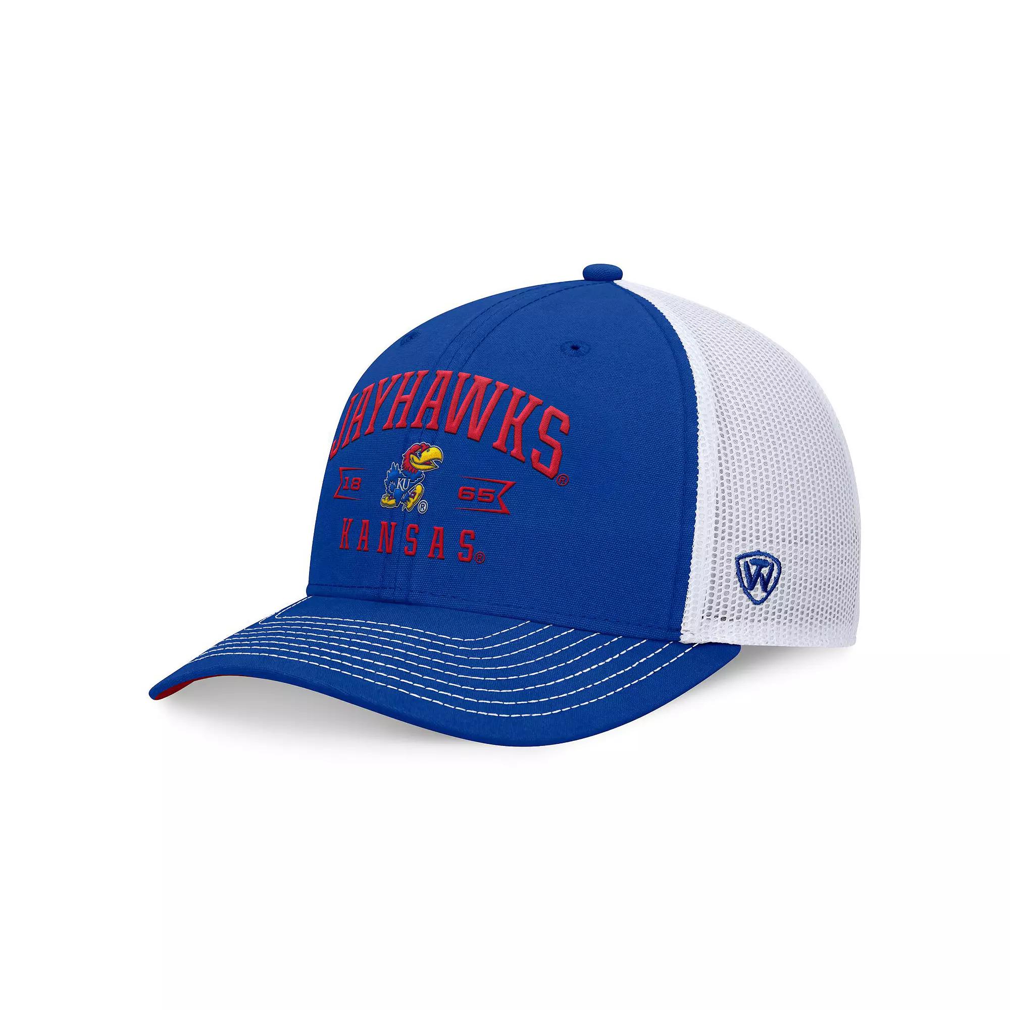 Mens Top of the World Royal Kansas Jayhawks Carson Trucker Adjustable Hat Product Image
