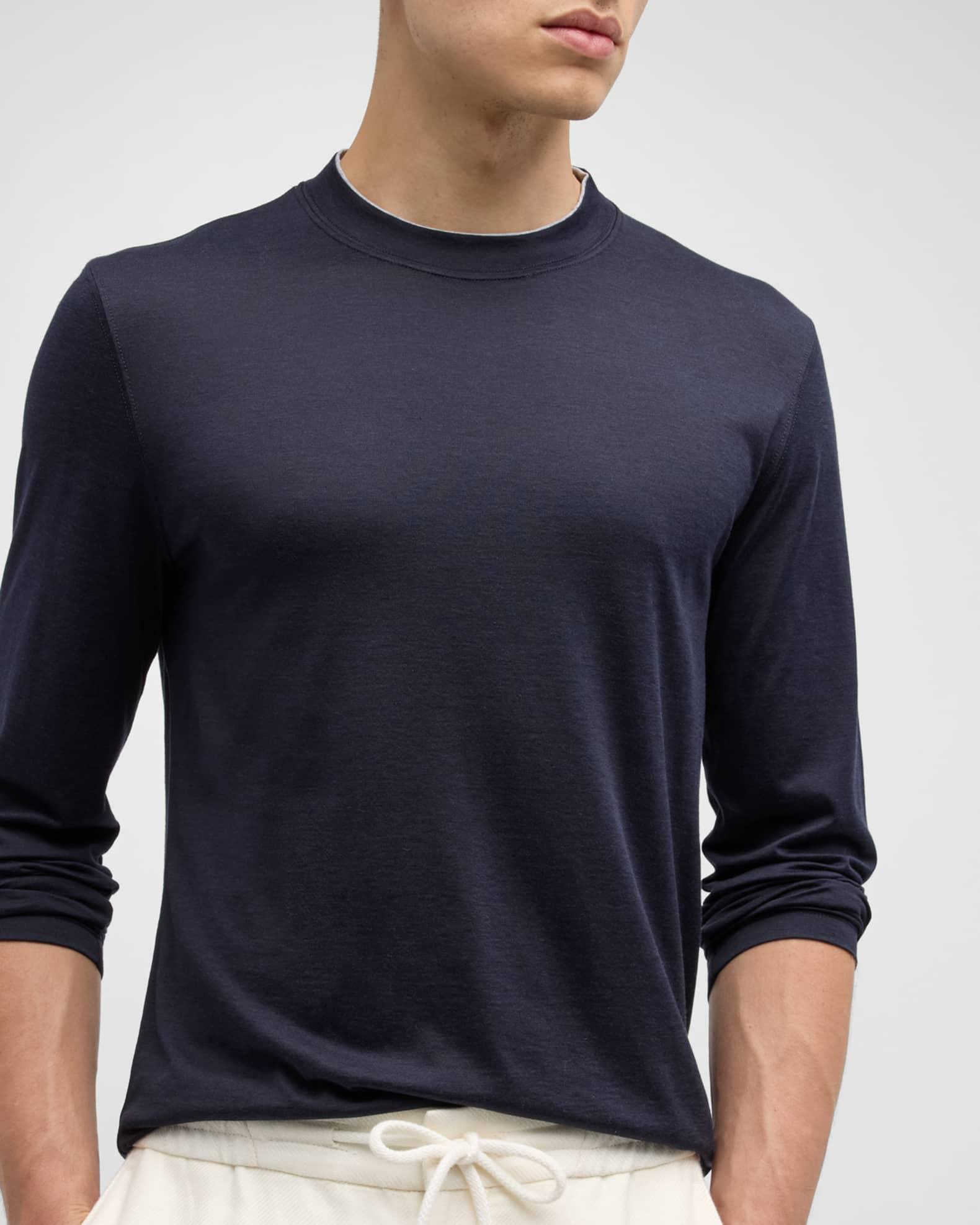 Men's Silk-Cotton Long Sleeve T-Shirt Product Image