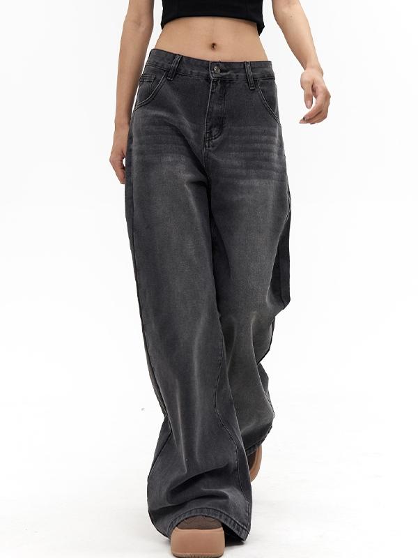 Retro Washed Distressed Boyfriend Jeans Product Image