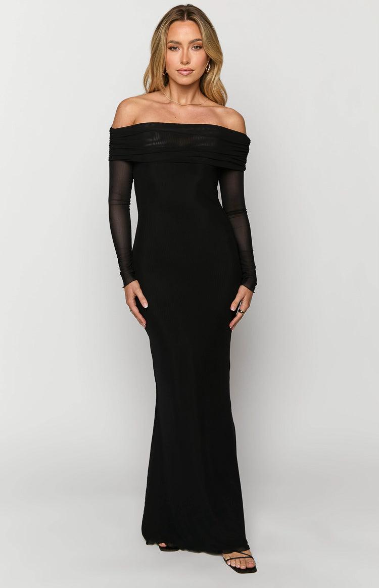 Coraline Black Long Sleeve Maxi Dress Product Image