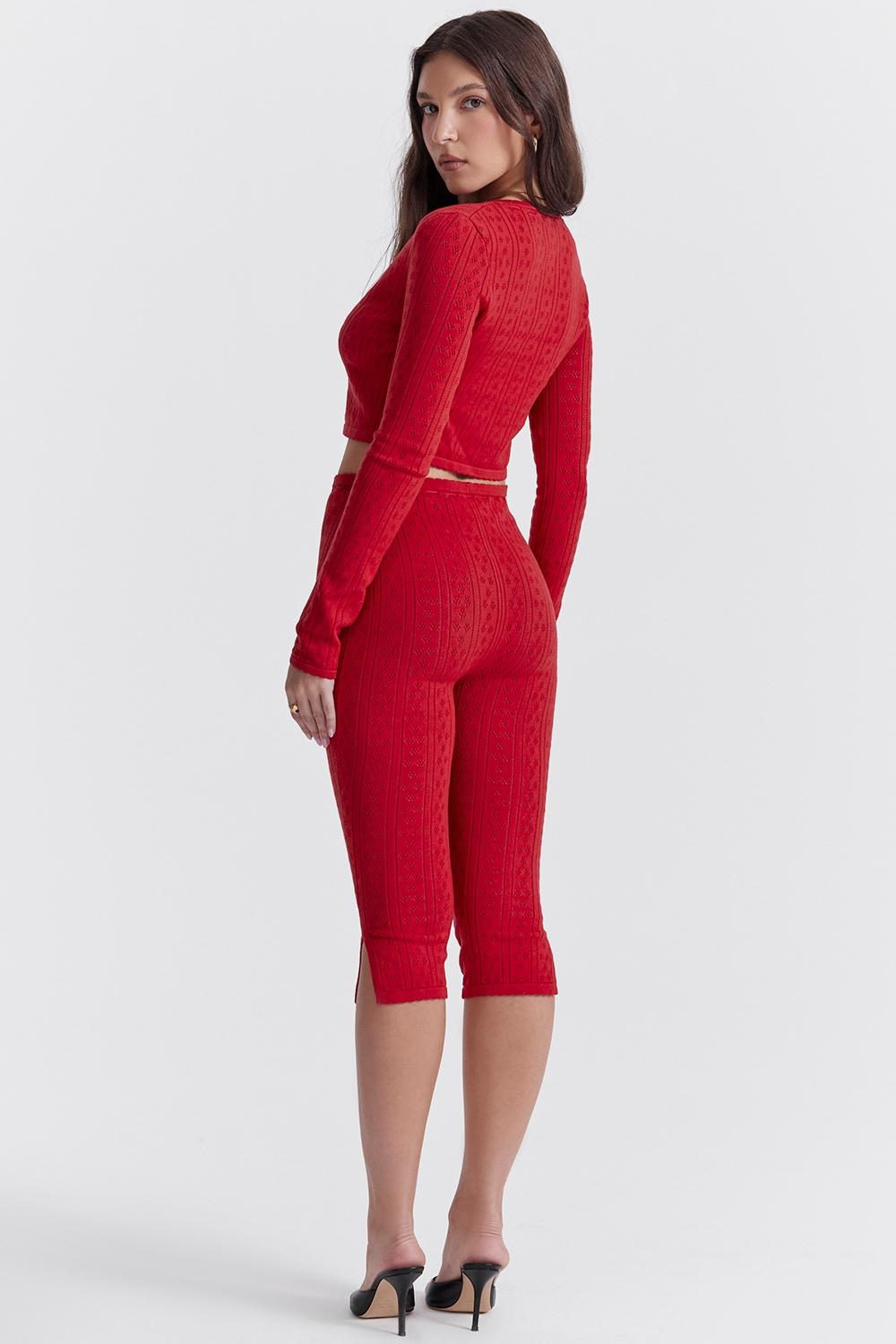 Perla  cherry ribbed knit top - sale Product Image