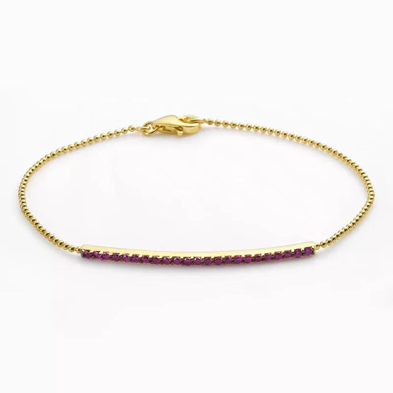 Sophie Miller 14k Gold Over Silver Red Cubic Zirconia Bar Link Bracelet, Womens Product Image