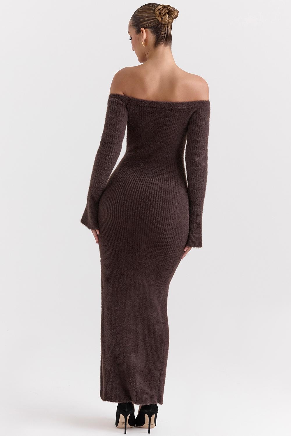 Lucena  espresso knit off shoulder dress Product Image