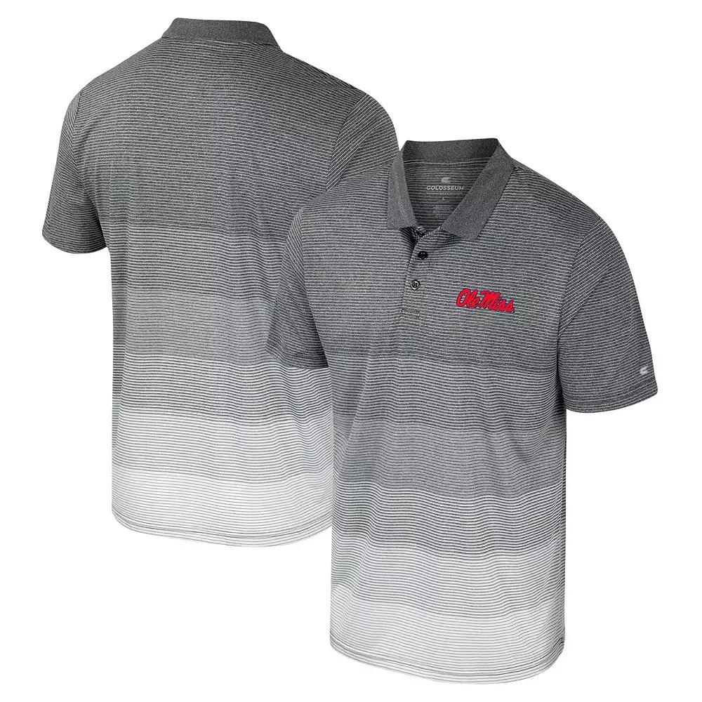 Men's Colosseum Gray Ole Miss Rebels Striped Mesh Polo,  Product Image