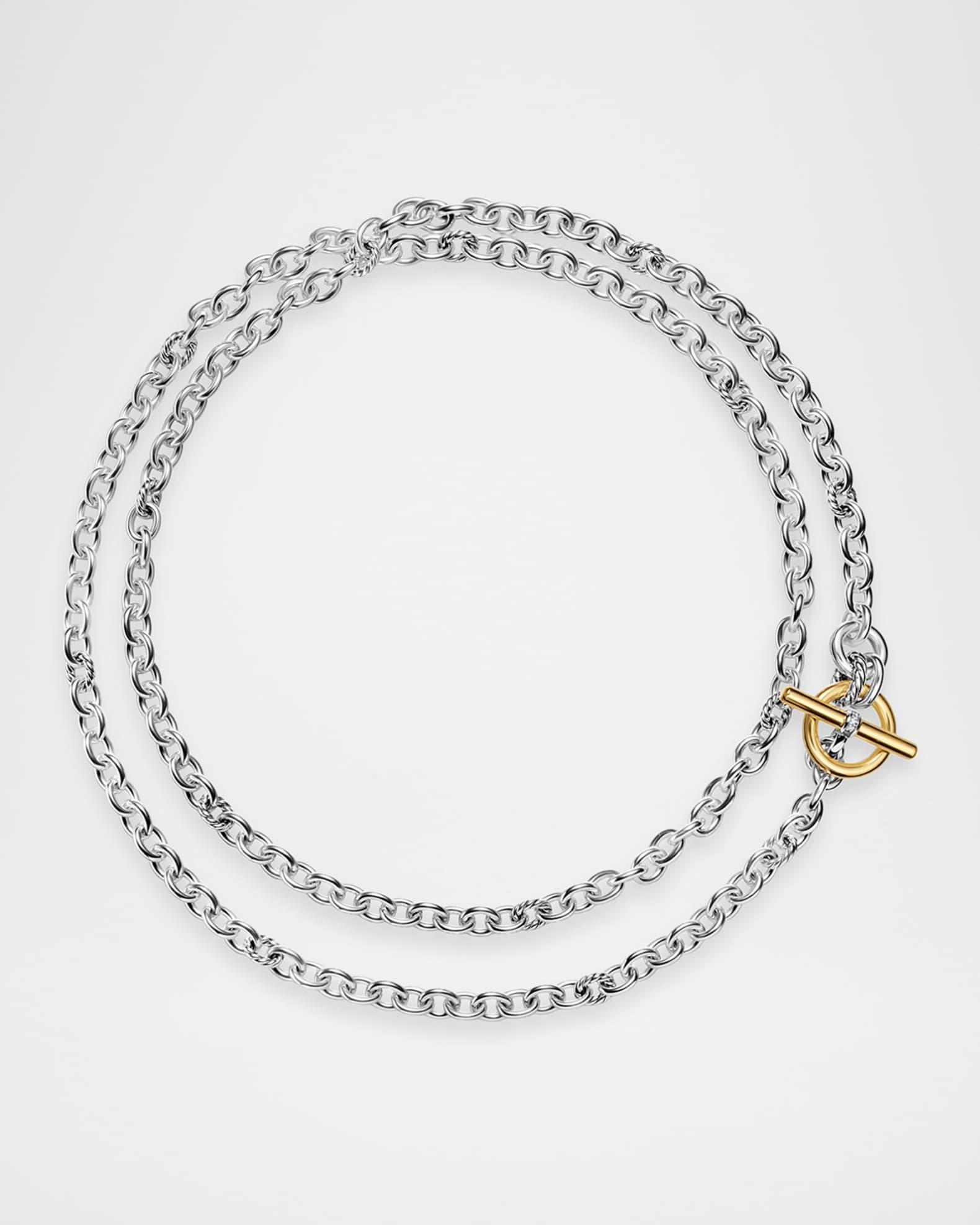 Mercer Double Row Toggle Necklace with Diamonds in Silver and 18K Gold, 5mm Product Image