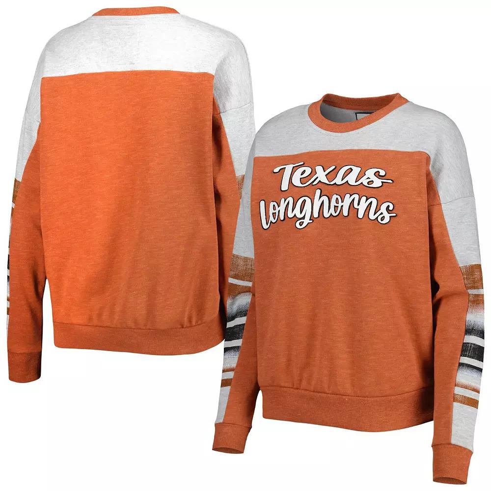 Women's Colosseum Texas Orange/Heather Gray Texas Longhorns Baby Talk Pullover Sweatshirt, Size: Small Product Image
