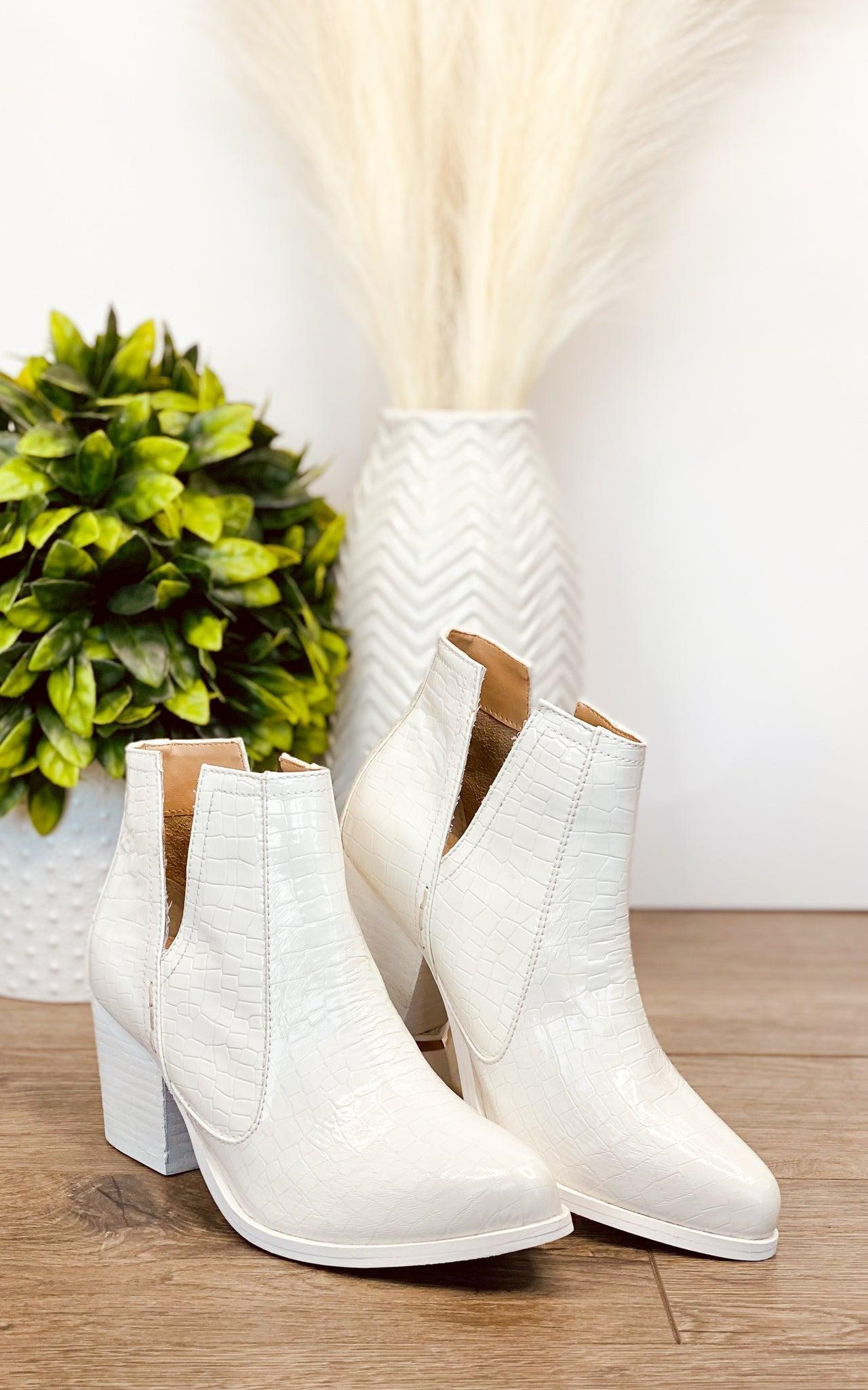 Tarim Bootie in White Croc (Online Exclusive) Product Image