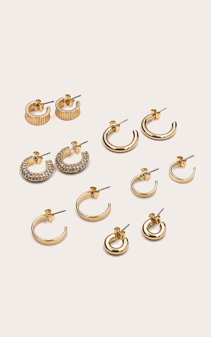 Gold Crinkle Mini Hoop Earring Multipack Product Image