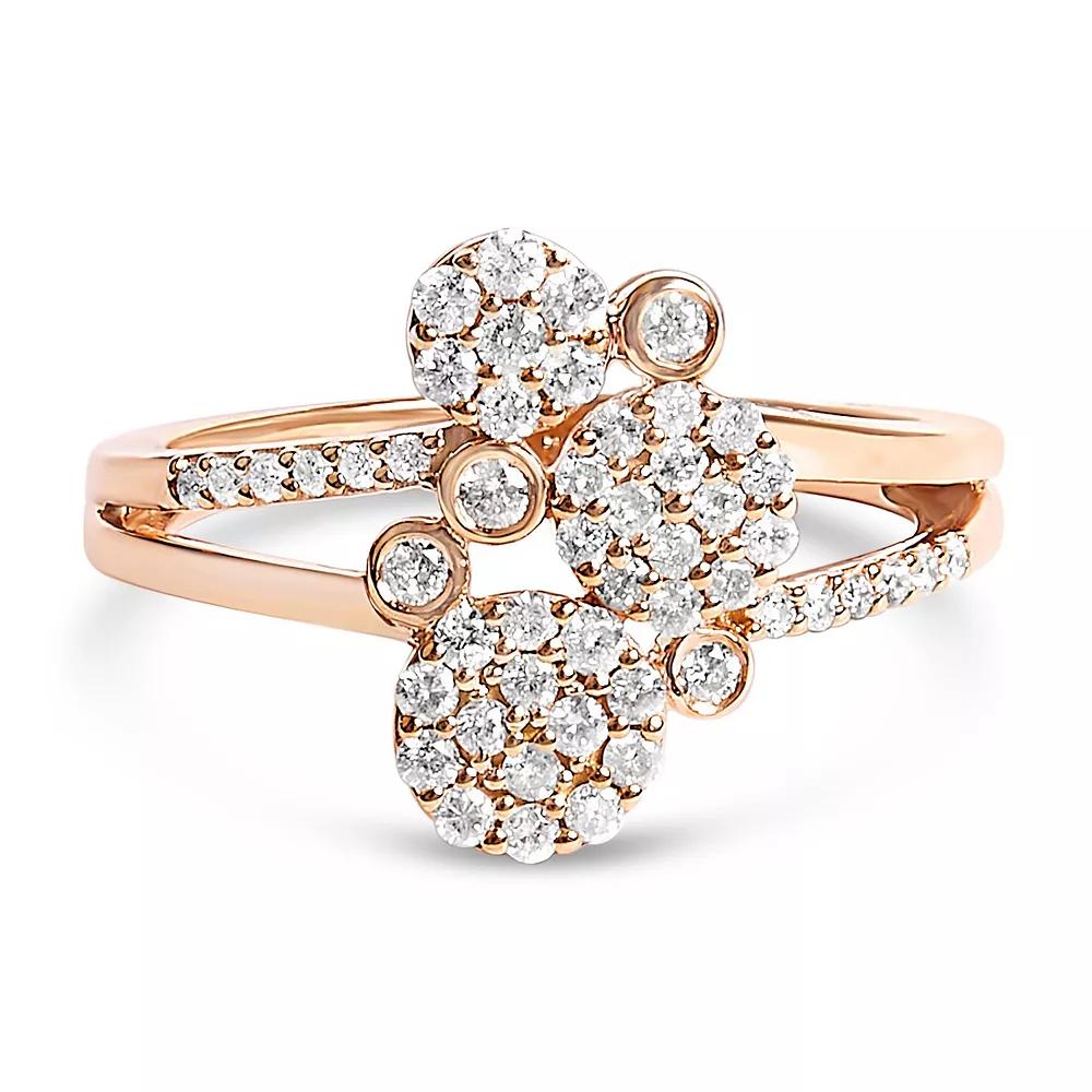 Haus of Brilliance Sterling Silver 1/2 Carat T.W. Diamond Scatter Composite Bypass Ring, Womens Pink Tone Product Image