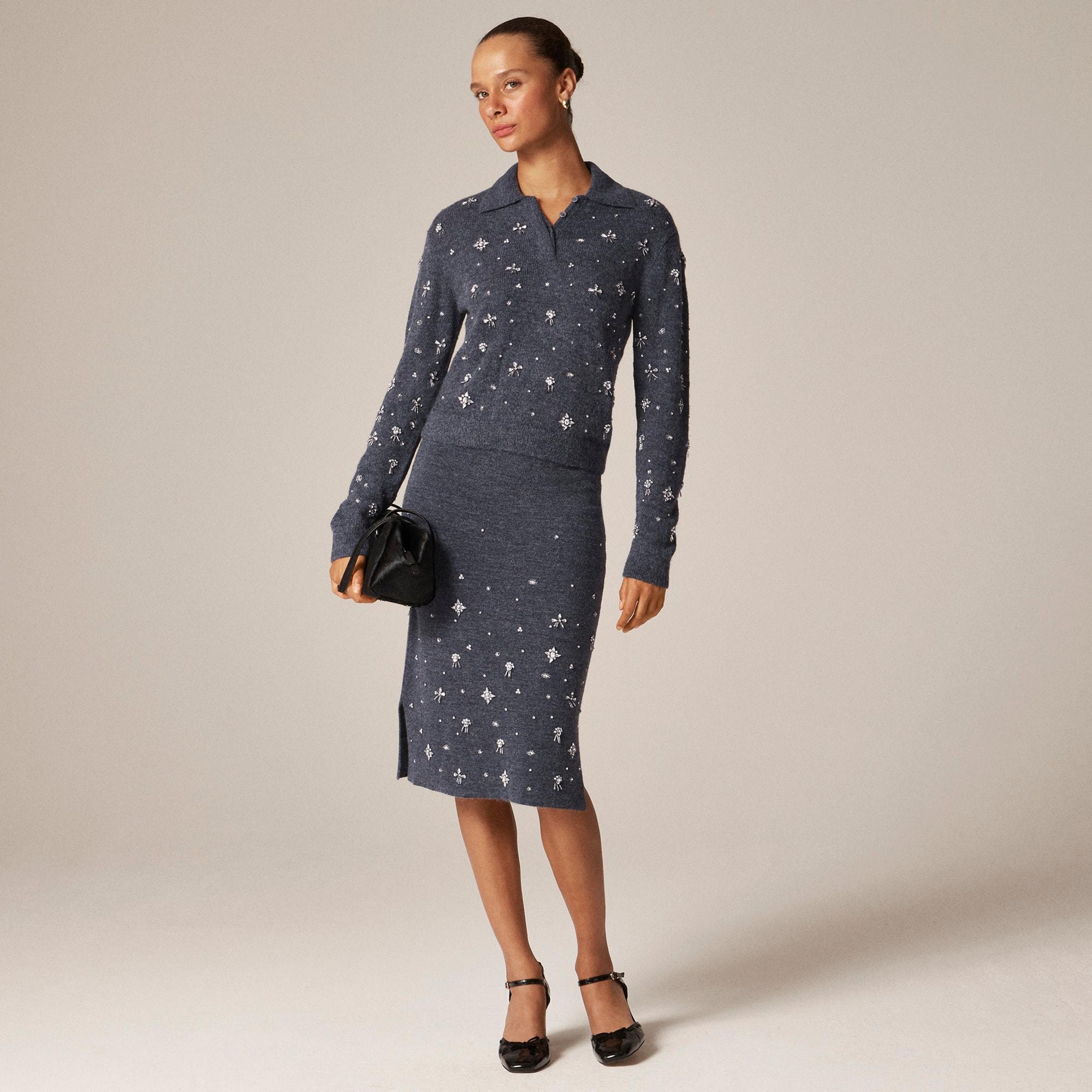 Embellished sweater-polo in wool blend Product Image