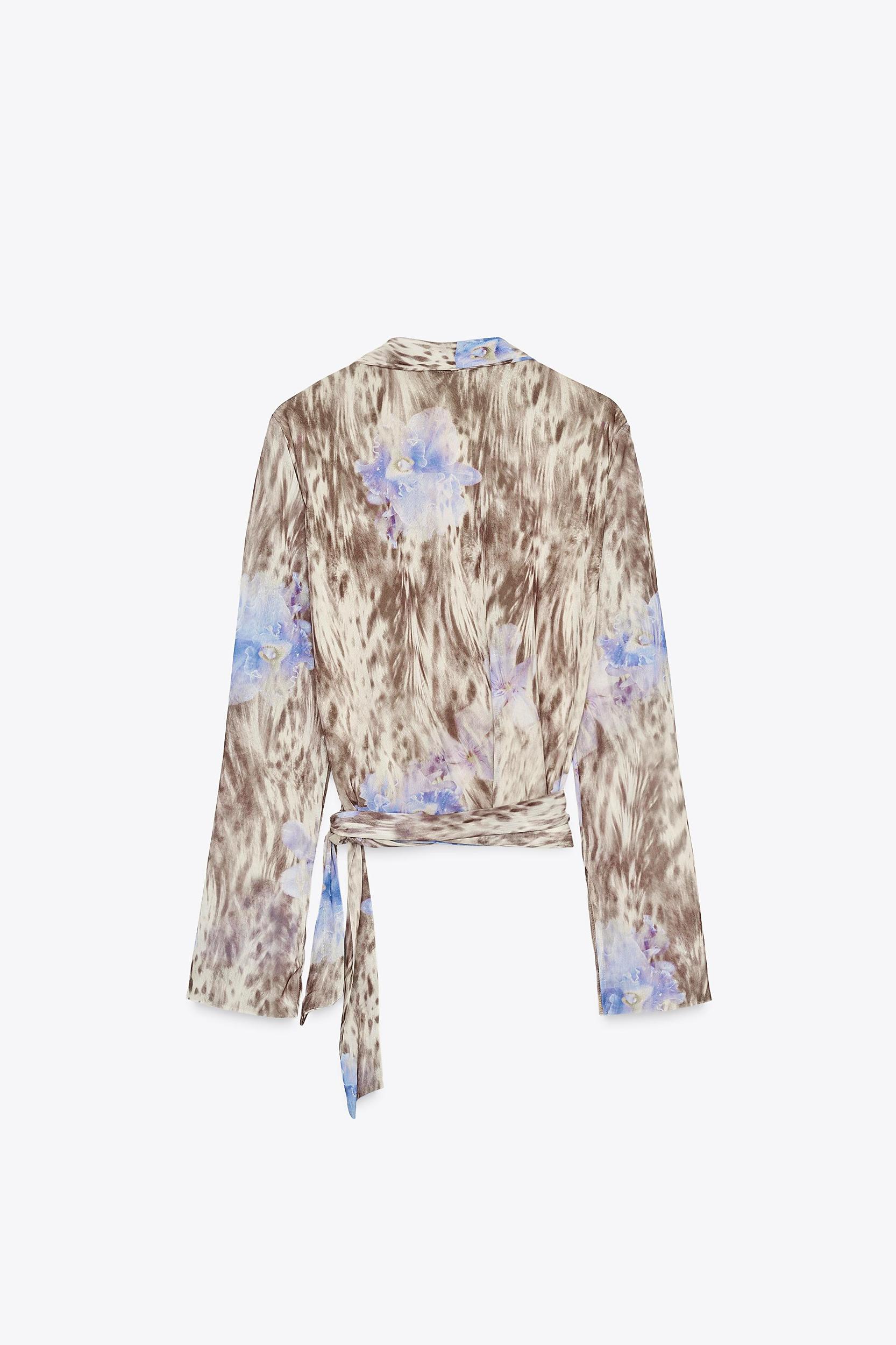 PRINTED TULLE WRAP TOP Product Image