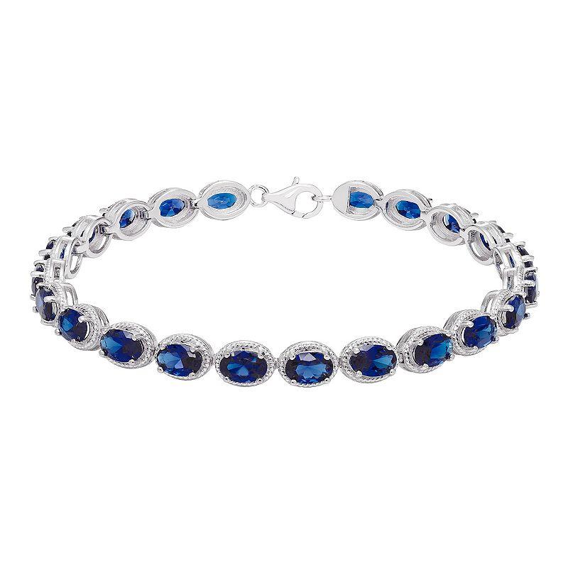Sterling Silver Gemstone Tennis Bracelet, Women's, Size: 7.25", Blue Topaz Product Image