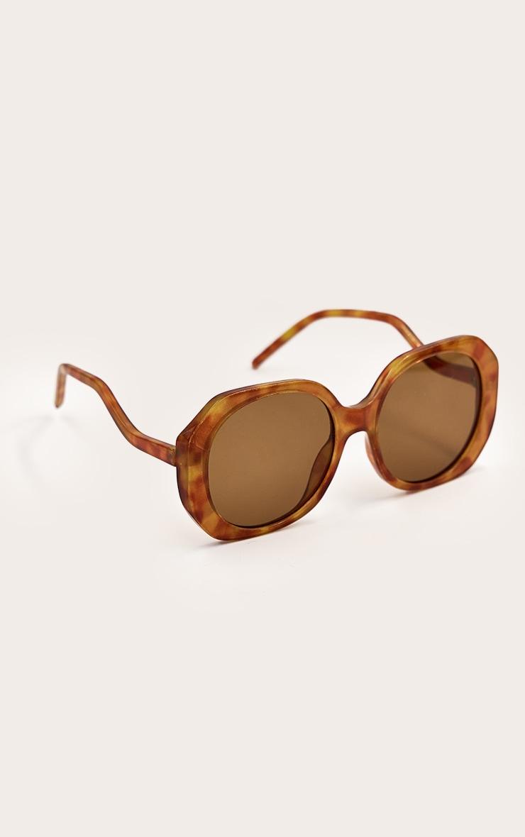 Honey Tortoiseshell Oversized Angled Sunglasses Product Image