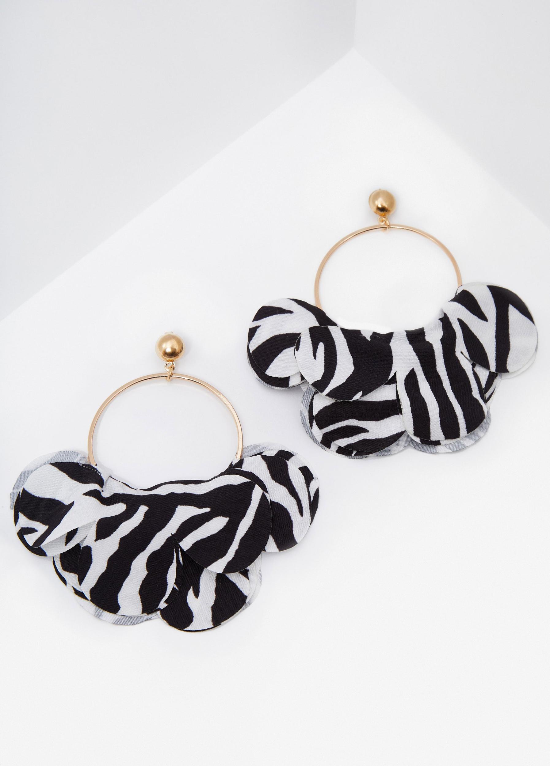 Zebra Flower Petal Hoop Earrings Product Image