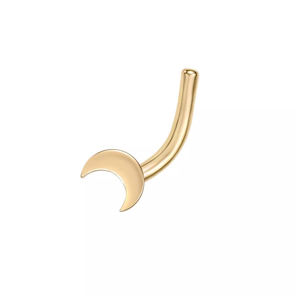 Lila Moon 14k Gold Crescent Moon Curved Nose Ring Stud, Women's Product Image