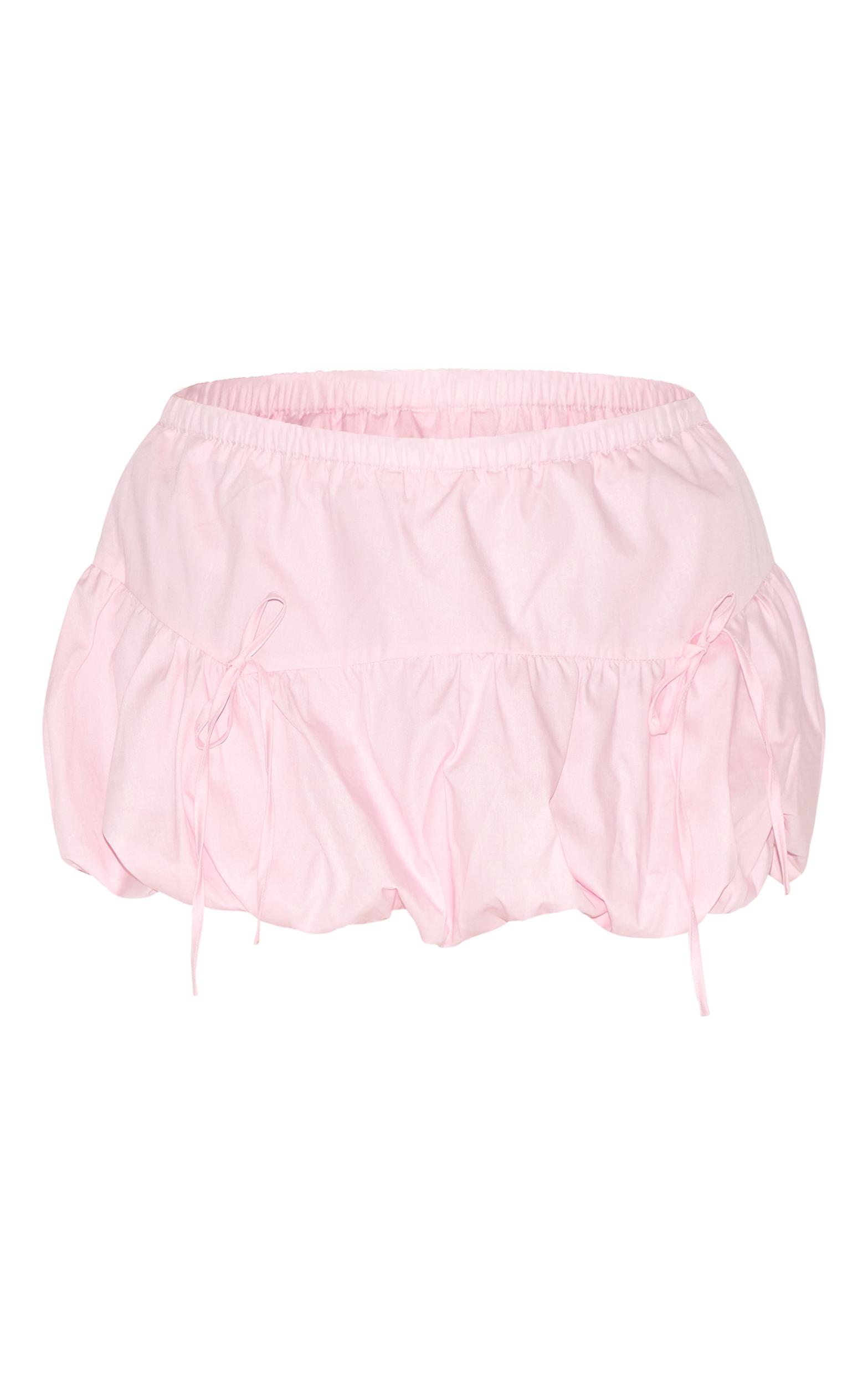 Plus Pale Rose Cotton Bow Detail Puffball Micro Mini Skirt Product Image