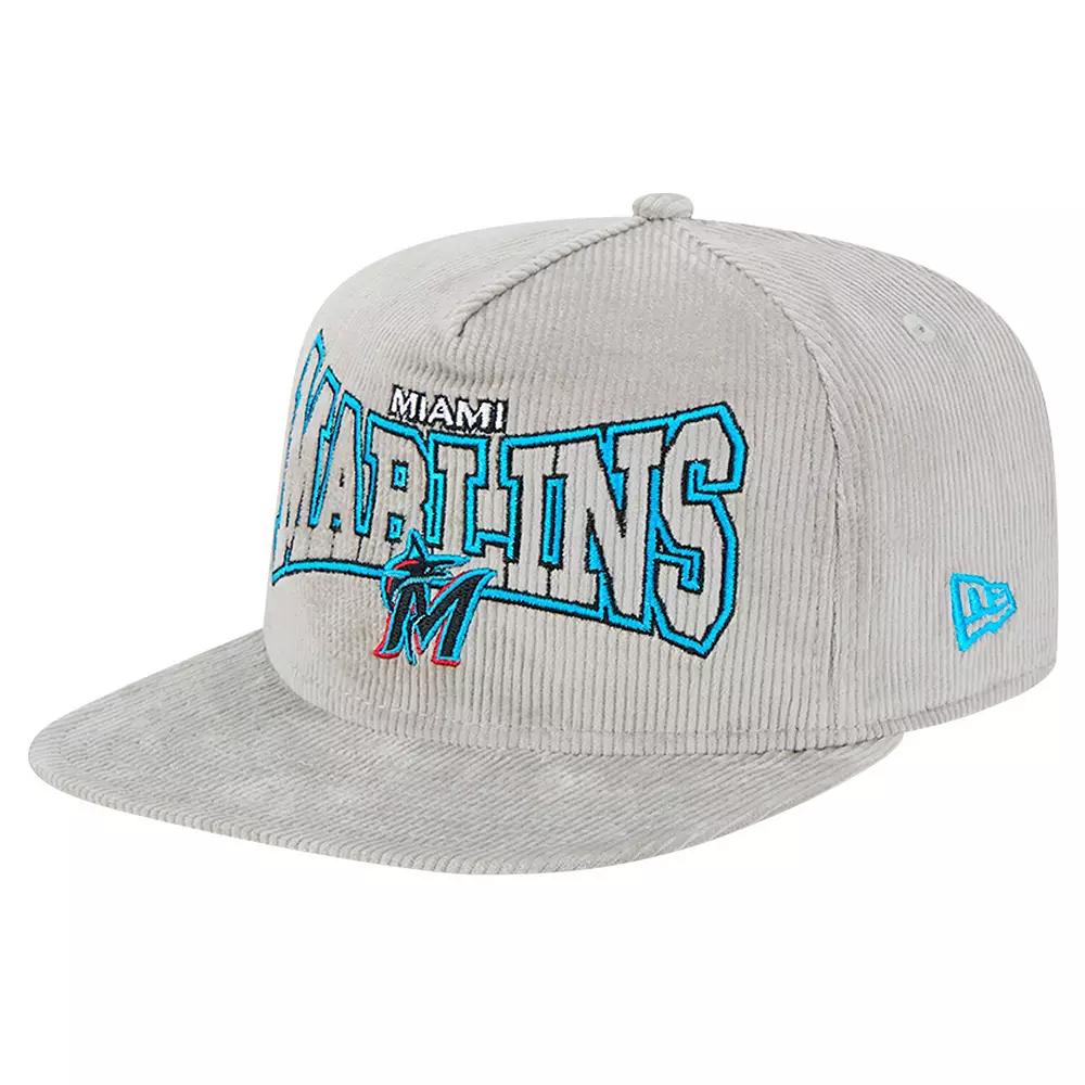 Men's New Era Gray Miami Marlins Corduroy Golfer Snapback Hat, Grey Product Image